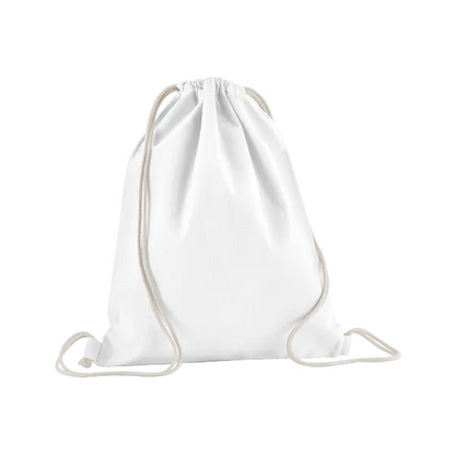 White organic gymsac 140 g/m² with custom print W160