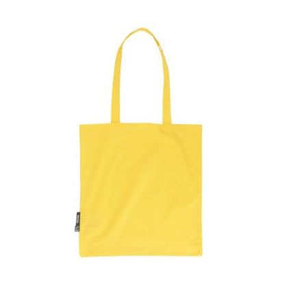 Yellow lightweight organic cotton tote bag 120 g/m² with custom logo print