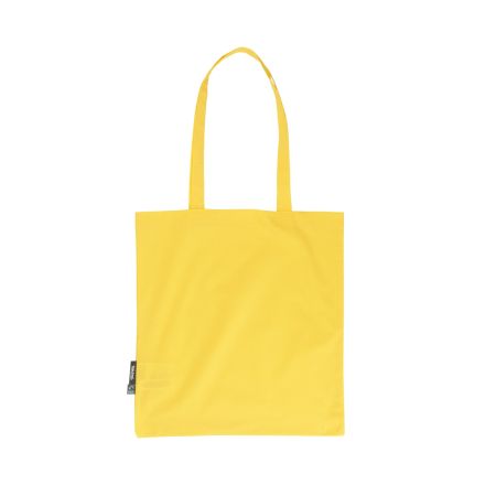 Yellow lightweight organic cotton tote bag 120 g/m² with custom logo print