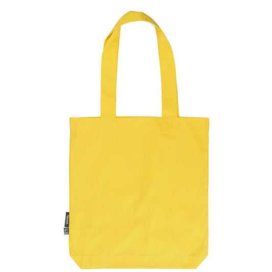 Shopper Gialla in twill di cotone biologico e Fairtrade con stampa logo