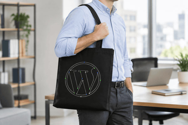 Shopper in canvas nera con soffietto e stampa personalizzata