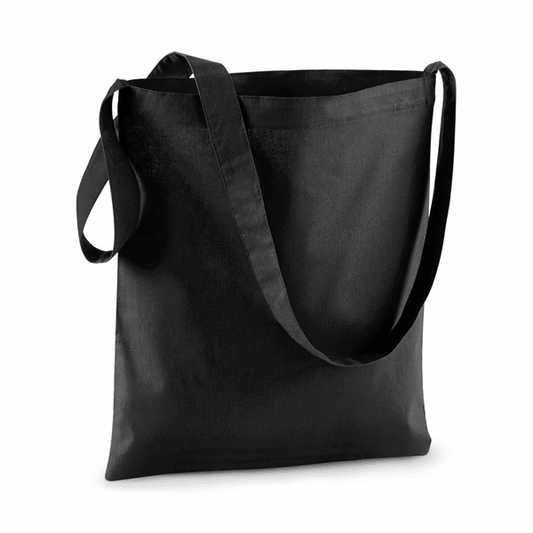 Black Cotton Sling Tote Bag with Custom Print, 140 g/m²
