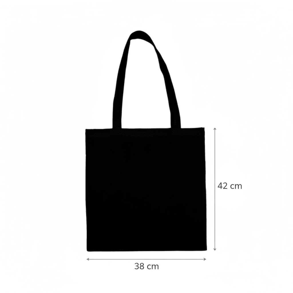 Black Cheap thin cotton tote bag with custom print 100 g m2
