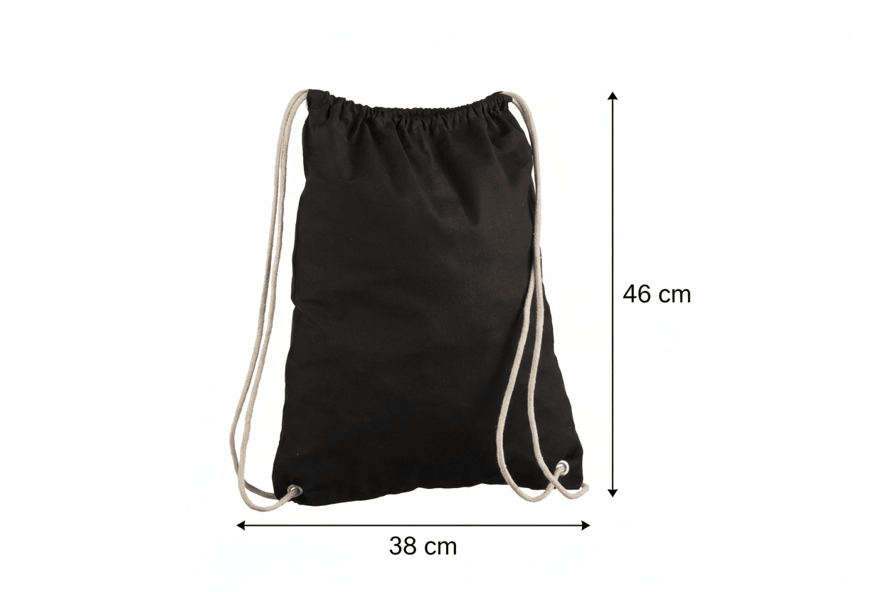 Bomullspåse med dragsko på en sida - med eget tryck (140 g/m²)