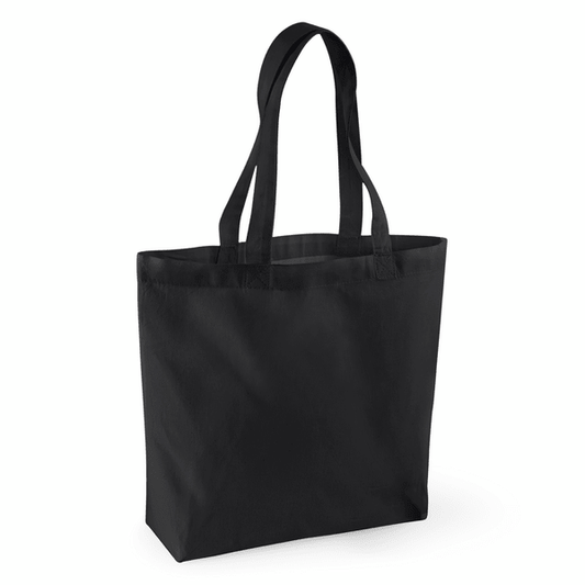 Black gusseted organic cotton shopper 170 g/m² with custom logo print