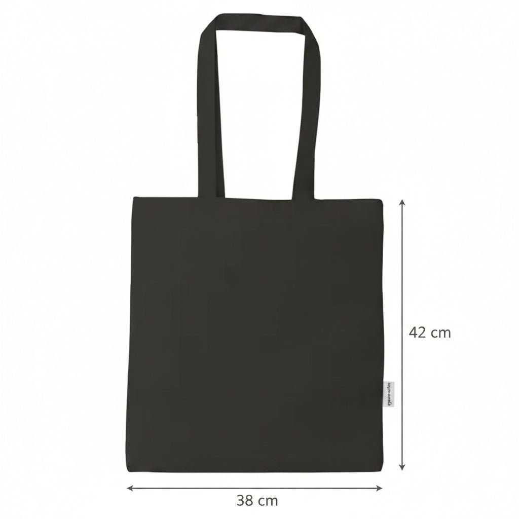 Black Organic Cotton Tote Bag with Custom Print 38 × 42 cm – 140 g/m²