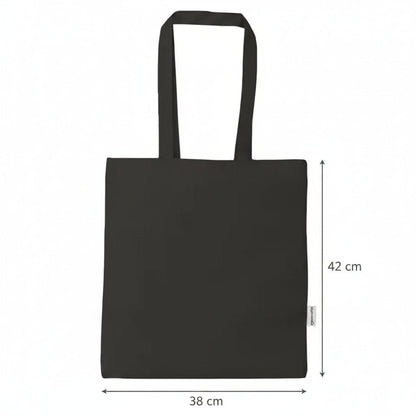 Black Organic Cotton Tote Bag with Custom Print 38 × 42 cm – 140 g/m²