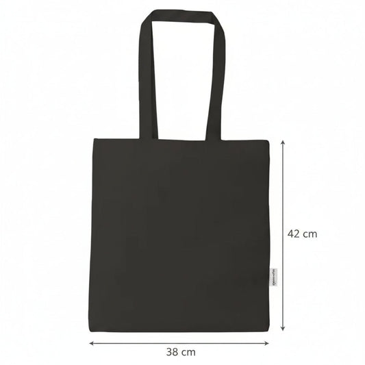 Black Organic Cotton Tote Bag with Custom Print 38 × 42 cm – 140 g/m²