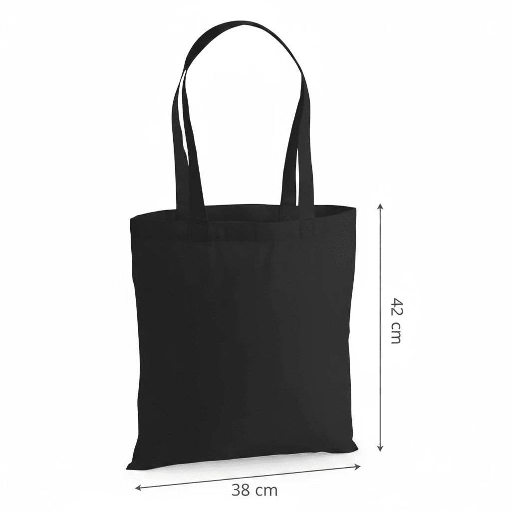 Musta premium-kangaskassi puuvillasta 38 × 42 cm (200 g/m²) – kuva 2