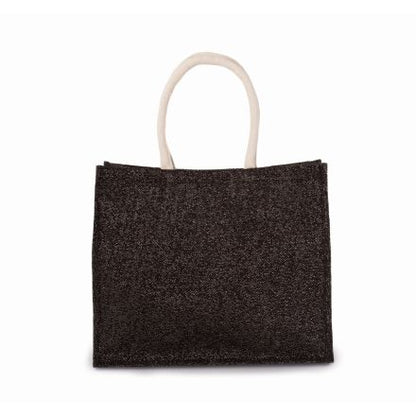 Dettaglio ravvicinato della Borsa Mare in Juta Nero - Argento, 330 g/m²