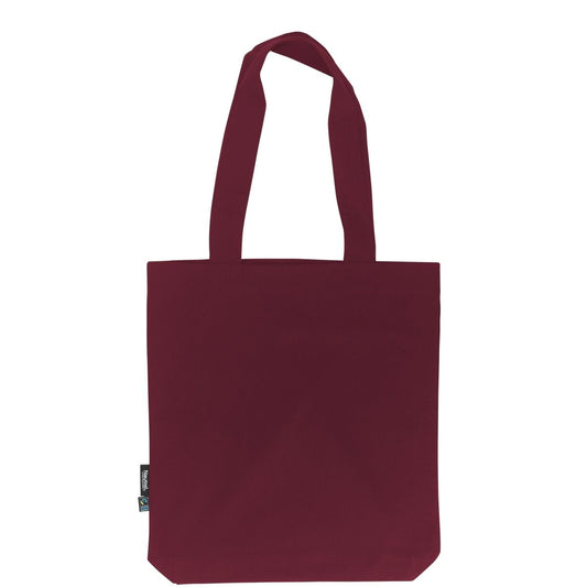 Bordeauxröd Fairtrade-ekologisk tygkasse i twill med logotryck