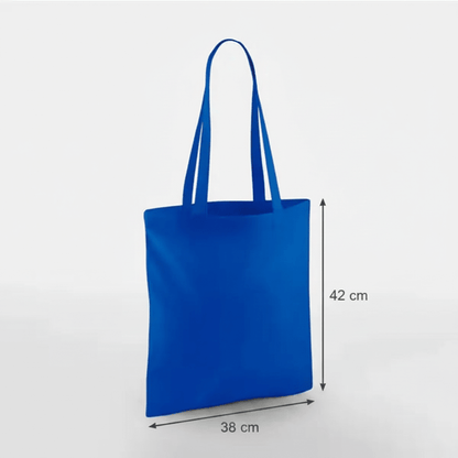 Klar kongeblå mulepose, 38 × 42 cm, 140 g/m² bomuld med lange hanke – alternativt produktfoto