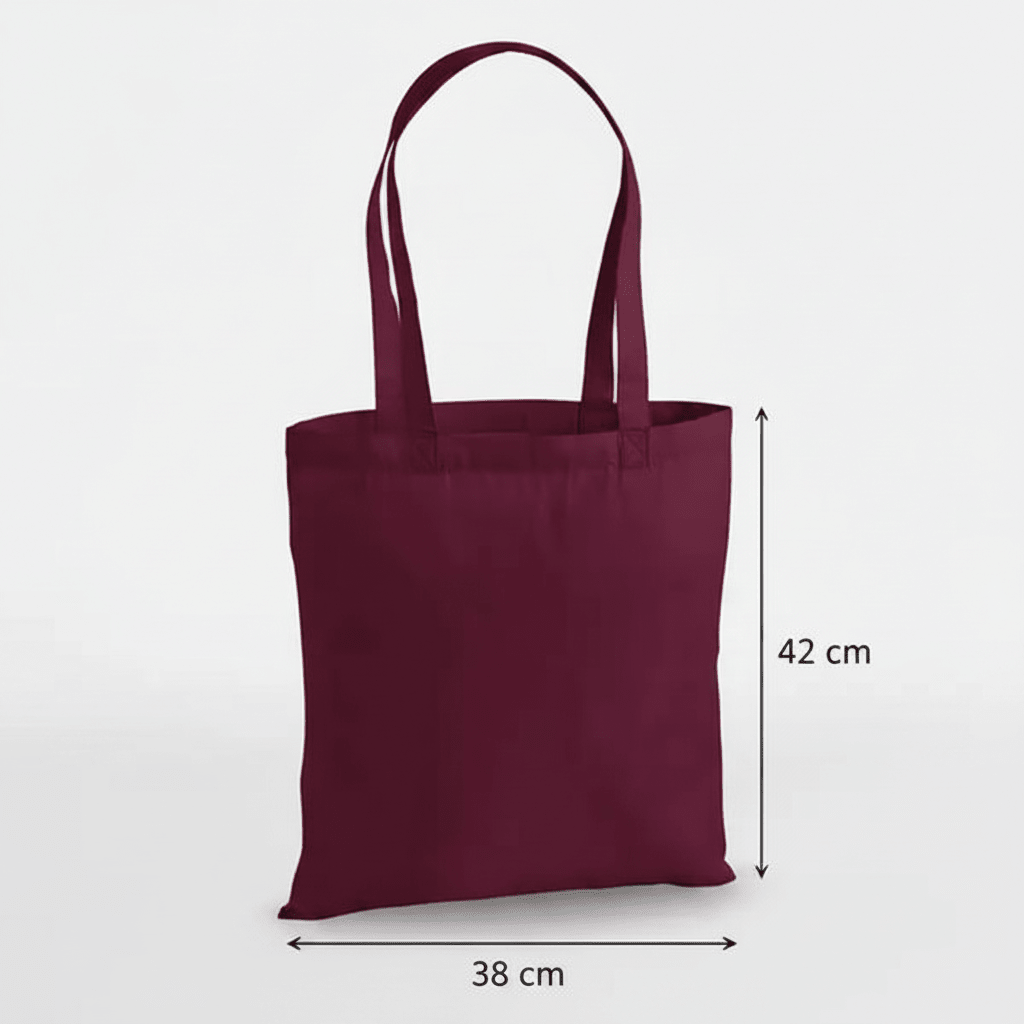 Burgundinpunainen premium-kangaskassi puuvillasta 38 × 42 cm (200 g/m²) – kuva 2