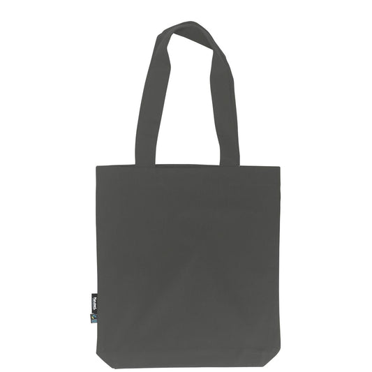 Anthrazit Fairtrade Bio-Twill-Jutebeutel mit Logodruck