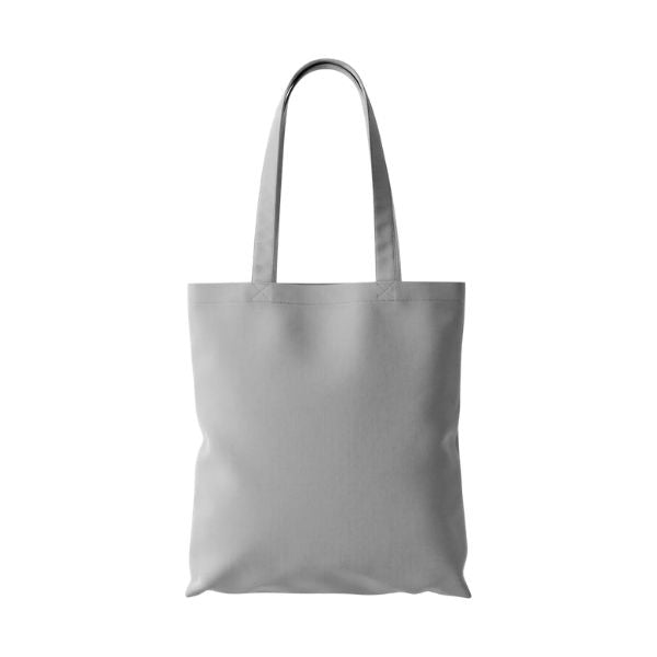 Grå mulepose i bomuld med logotryk (140 g/m², 38×42 cm)
