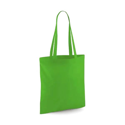 Apple green classic cotton tote bag with long handles and custom logo print, 140 g/m², 38 × 42 cm