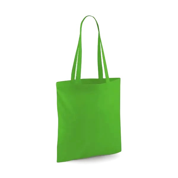 Bolsa de Algodón Clásica con Asas Largas Verde Manzana (140 g/m², 38 × 42 cm)