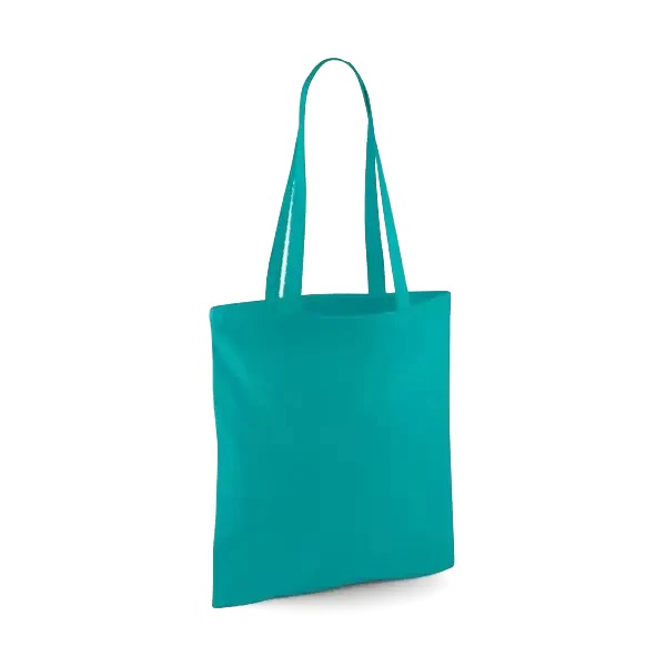 Bolsa de Algodón Clásica con Asas Largas Verde Esmeralda (140 g/m², 38 × 42 cm)