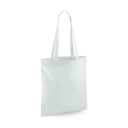 Pastel blue classic cotton tote bag with long handles and custom logo print, 140 g/m², 38 × 42 cm