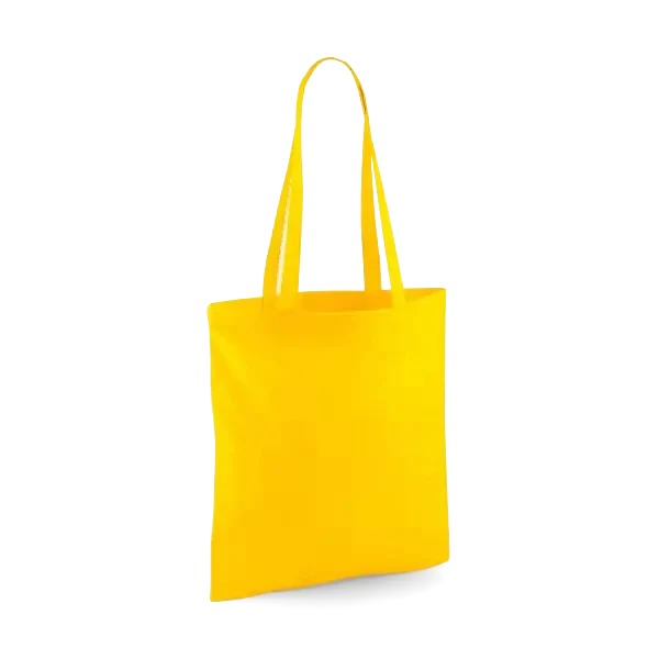 Sunflower yellow classic cotton tote bag with long handles and custom logo print, 140 g/m², 38 × 42 cm