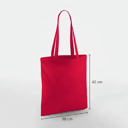 Klassisk rød mulepose, 38 × 42 cm, 140 g/m² bomuld med lange hanke – alternativt produktfoto