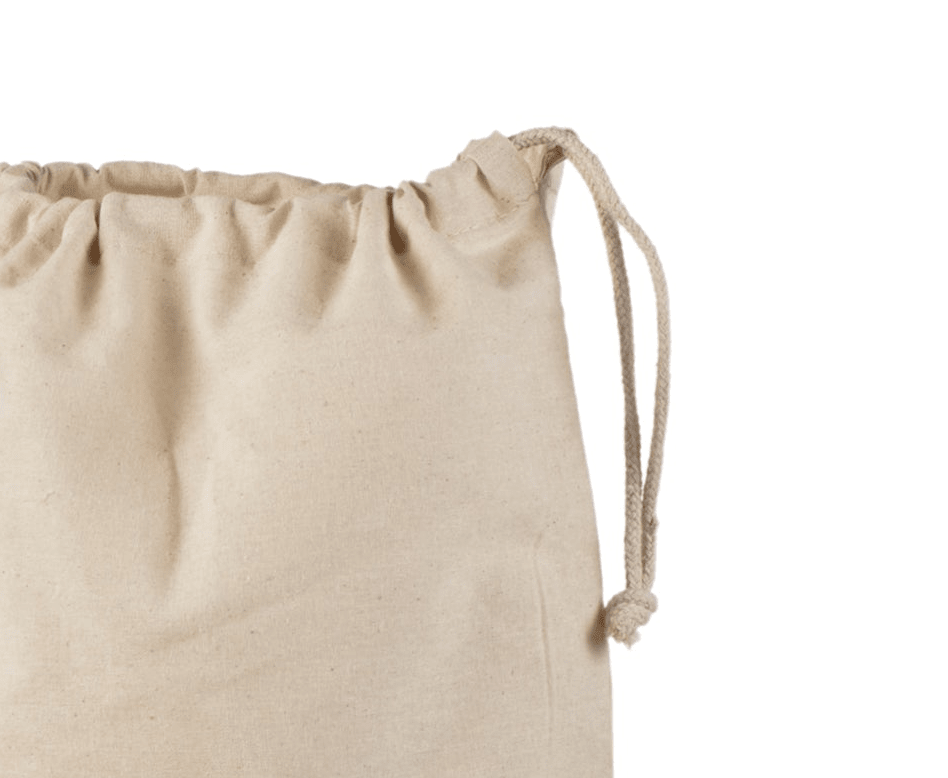 Bomullspåse med dragsko och tryck på en sida (140 g/m²) – L (30 x 45 cm)