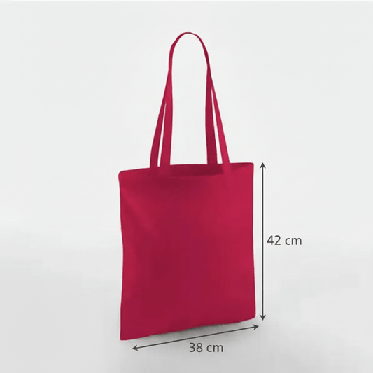 Tranebærrød mulepose, 38 × 42 cm, 140 g/m² bomuld med lange hanke – alternativt produktfoto