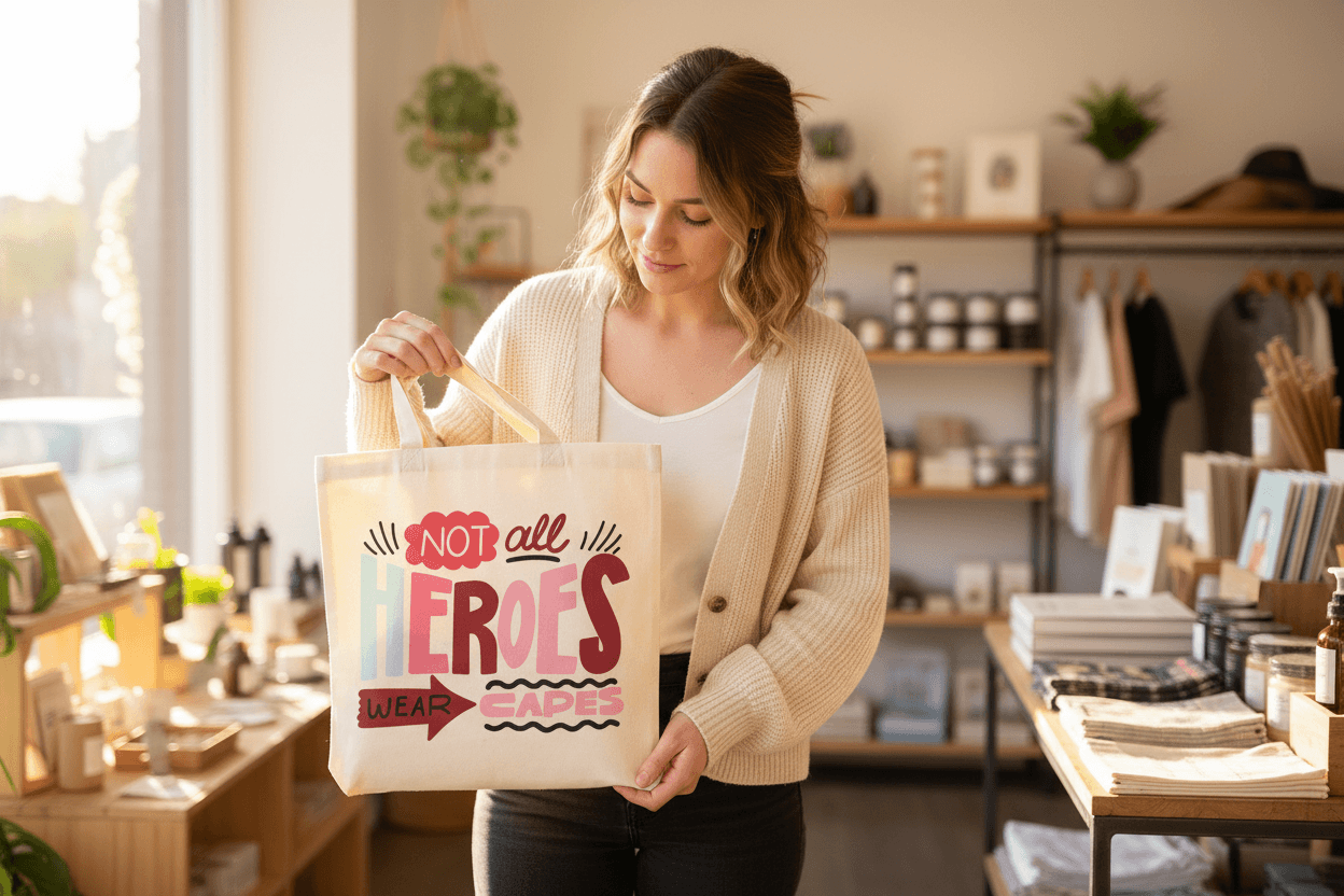 Custom printed Tote Bagsms at Prints and Bagsms