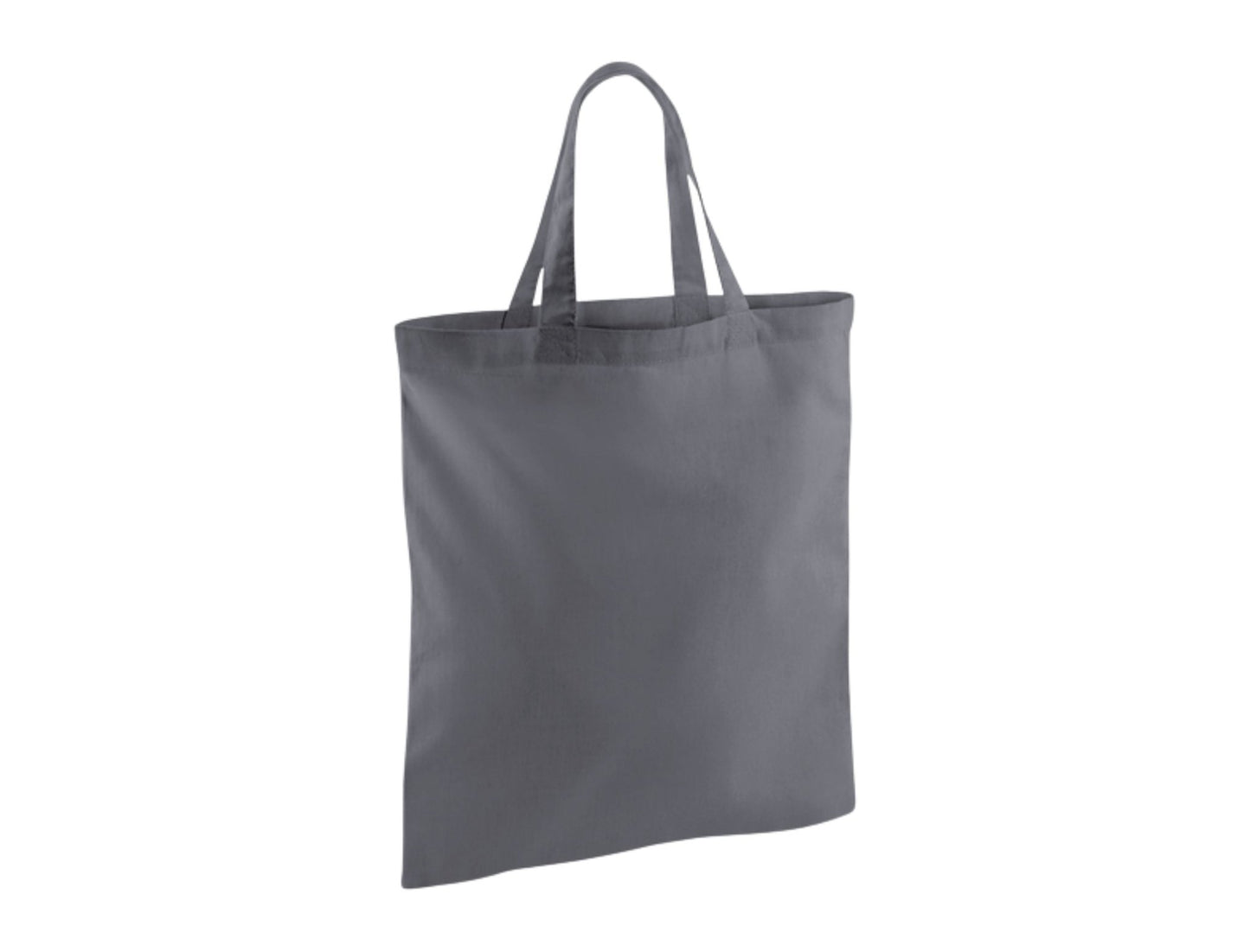 Dark Grey Cotton Tote Bag with Short Handles and Logo Print (140 g/m², 38×42 cm)