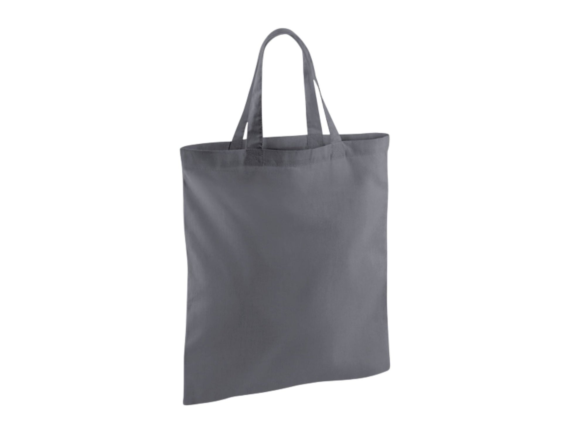 Dark Grey Cotton Tote Bag with Short Handles and Logo Print (140 g/m², 38×42 cm)