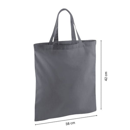 Gray Cotton Tote Bag with Short Handles and Logo Print 140 g/m² 38x42 cm