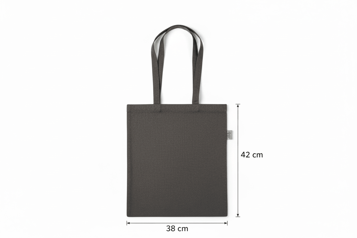 Dark Grey Recycled Cotton Flat Bag 38 x 42 cm (180 g/m²)