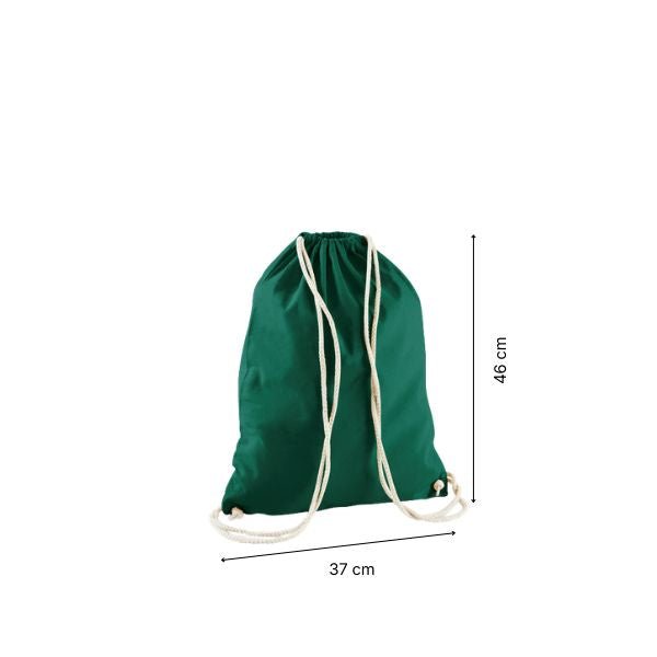 Drawstring cotton gymsac with custom print Bottle Green