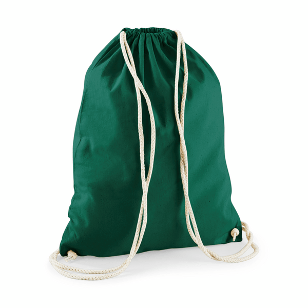 Drawstring Cotton Gymsac with Custom Print - Bottle Green