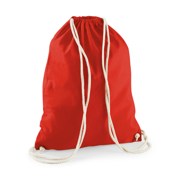 Drawstring Cotton Gymsac with Custom Print - Bright Red