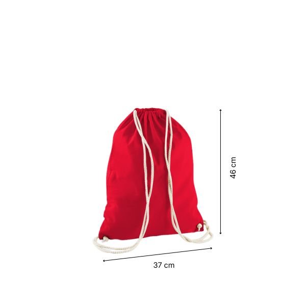 Drawstring cotton gymsac with custom print Bright Red