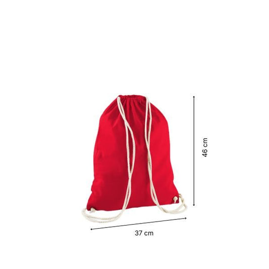 Drawstring cotton gymsac with custom print Bright Red