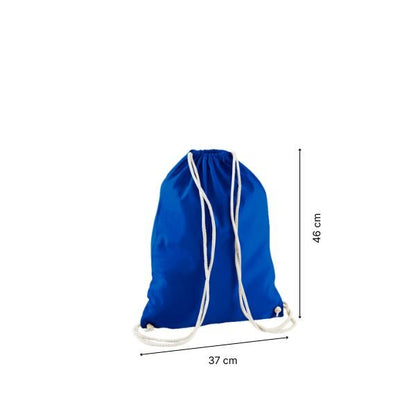 Drawstring cotton gymsac with custom print Royal Blue