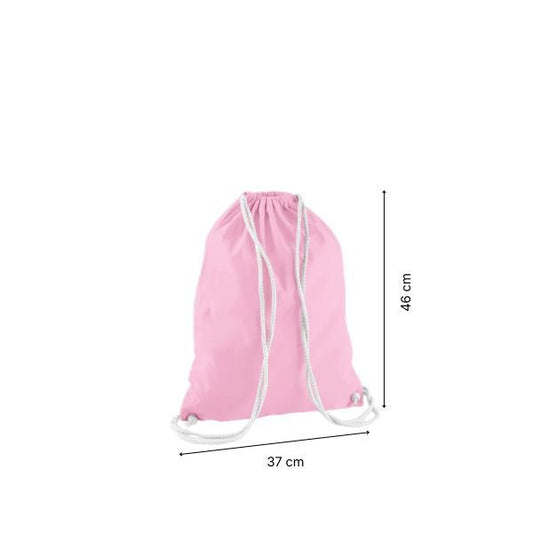 Drawstring cotton gymsac with custom print Light Pink