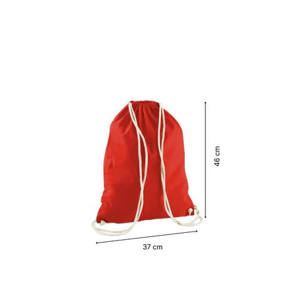 Drawstring cotton gymsac with custom print Classic Red