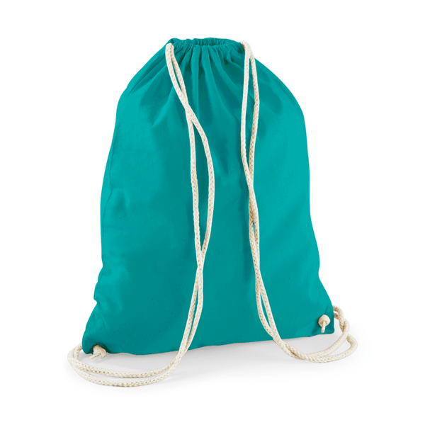 Drawstring Cotton Gymsac with Custom Print - Emerald Green