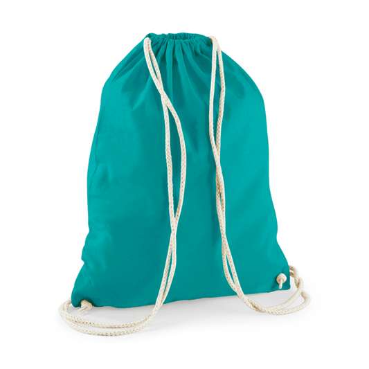 Drawstring Cotton Gymsac with Custom Print - Emerald Green