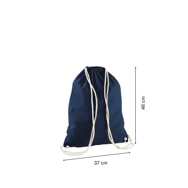 Drawstring cotton gymsac with custom print French Navy Blue