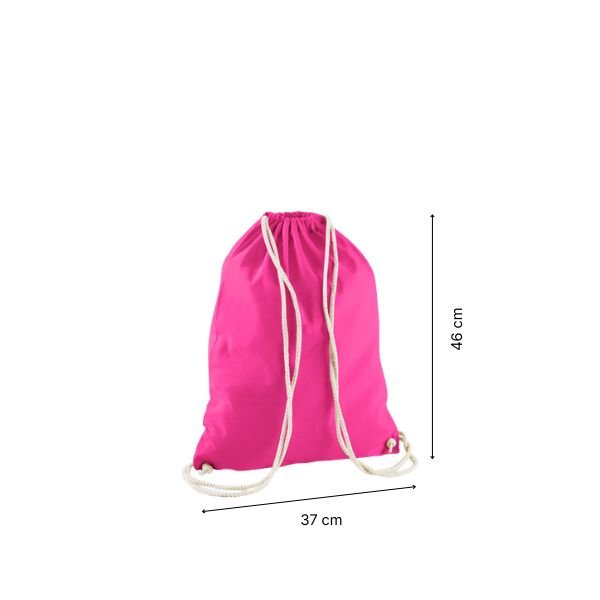 Drawstring cotton gymsac with custom print Magenta Pink