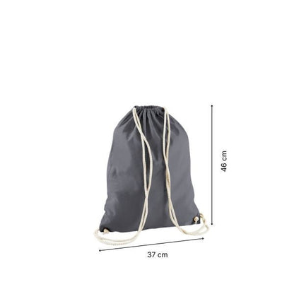 Drawstring cotton gymsac with custom print Graphite Dark Grey