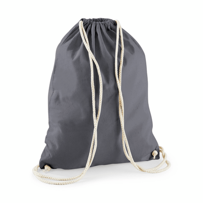 Drawstring Cotton Gymsac with Custom Print - Graphite Dark Grey