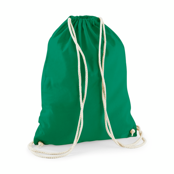 Drawstring Cotton Gymsac with Custom Print - Kelly Green