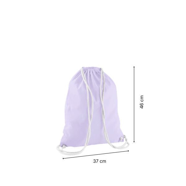Drawstring cotton gymsac with custom print Lavender Purple