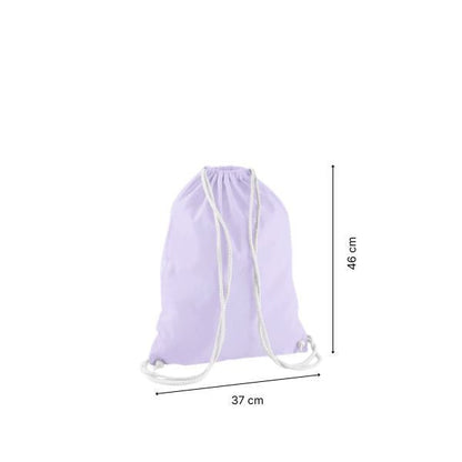 Drawstring cotton gymsac with custom print Lavender Purple