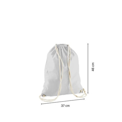 Drawstring cotton gymsac with custom print Light Grey